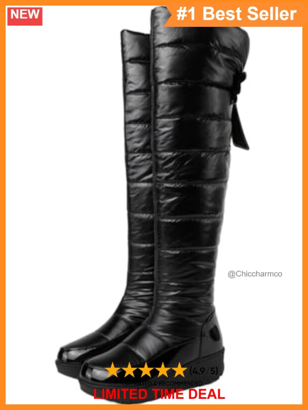 Waterproof Over the Knee Snow Boots Fur Lined Hidden Wedge Platform Women